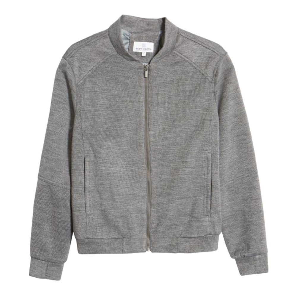 Soft Cloth KNIT BOMBER JACKET IN GREY